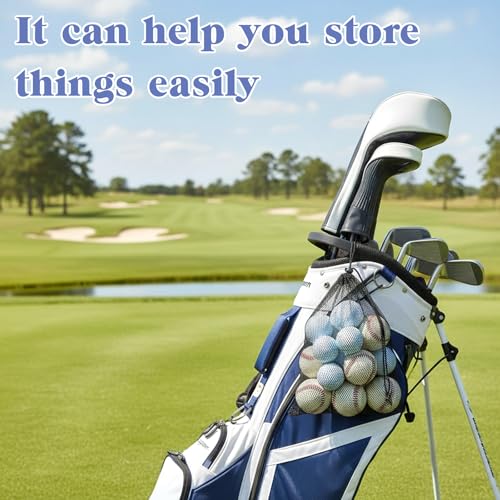 2 Pack Golf Ball Bag Nylon Mesh Bags Drawstring Golf Ball Storage, Sports Equipment Organizer for Gym, Beach, Travel, Laundry, 2 Sizes, Black