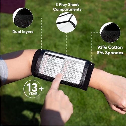Football Play Wristbands | Sports Playbook Band | Youth Quarterback Gear | Wristband Playbook | Softball Wristbands for Signs - color: Yellow