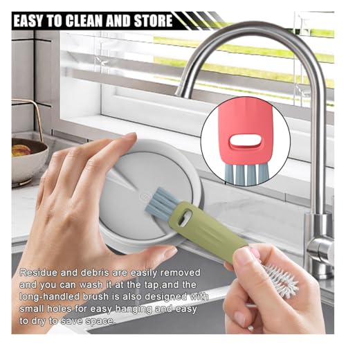 3 in 1 Cup Lid Cleaning Brush Set for Bottle Gap Tight Spaces Cup - Multifunctional Cleaning Brush Portable Crevice Cleaning Tools - Cup Mouth Scrubber Cup Lid Cleaner with Flower Design (3PCS)