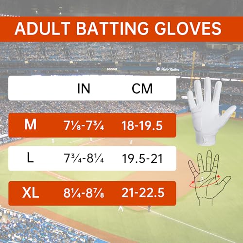 HANDLANDY Baseball Batting Gloves for Adult Youth, Grip Breathable Softball Batting Gloves Fit Men Kids Boys Girls - color: Pearl White-Adult, size: Adult Medium