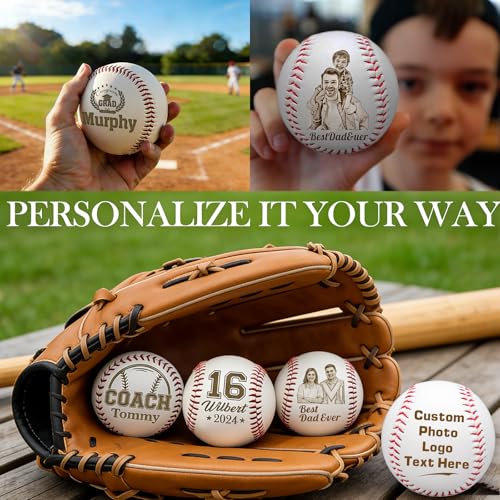 Personalized Baseball Custom Engraved Name Number Baseball with Text Logo Customized Ball Gift for for Dad Boys Senior Son Team Player, Birthday, Coach, Graduation, Wedding Groomsmen - style: Style2-Initials
