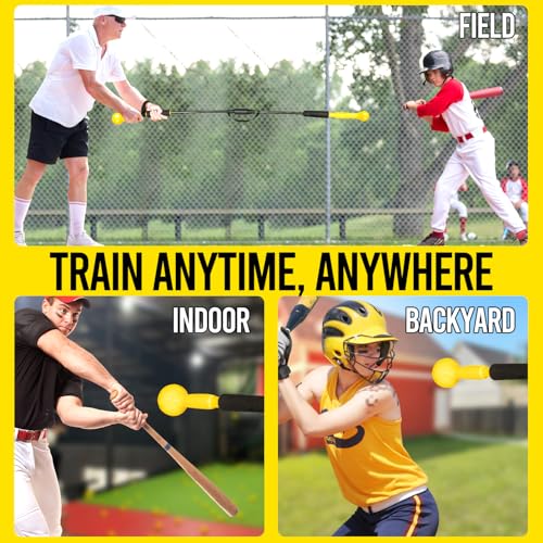 Baseball/Softball Hitting Stick with Dual-Size Ball Head, 54" Detachable Baseball Hitting Stick Practice Swing,Hitting,Batting,Portable Swing Trainer Great for One-On-One Coaching Training Equipment