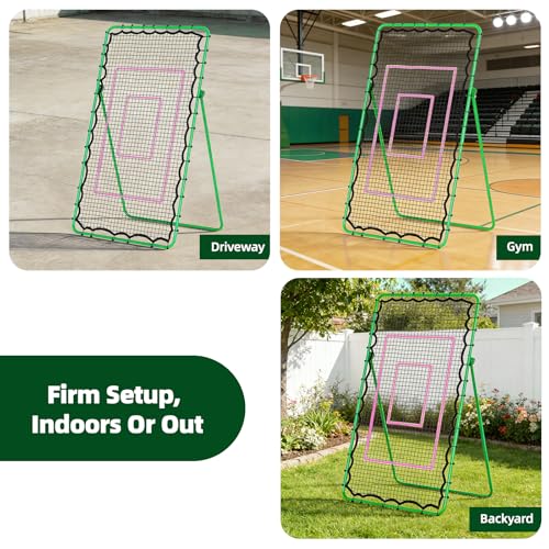 Volleyball Rebounder Net 7x4 FT, Adjustable Volleyball Training Equipment for Backyard Outdoor Solo Practice, Heavy-Duty 45-Layer Net with Ground Stakes & Target Belt