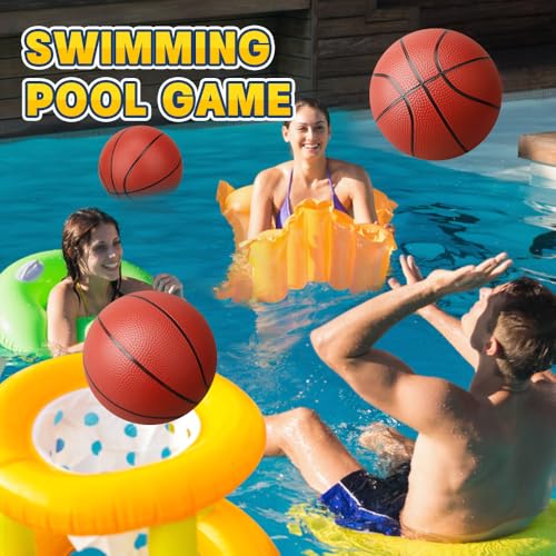 8.6” Water Pool Basketball Set with Pump, Replacement Ball for Basketball Hoop Trampoline, PVC Waterproof Basketballs Floating Toy for Swimming Pool Seaside, Indoor Outdoor Water Games Summer Party - size: 8inch-3PCS