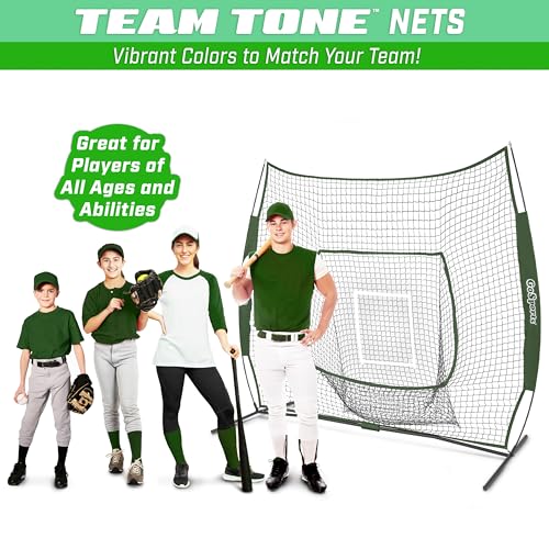 GoSports 7 x 7 ft Baseball & Softball Nets - Available in Team Colors - Batting & Pitching Net with Strike Zone - color: Green