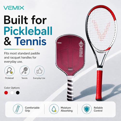 Pickleball Overgrip Tape – Non-Slip Sweat-Absorbing Replacement Grip for Paddle & Tennis Racquet, Soft Cushion Comfort, Multi-Pack Color Options - style: Red 4 + Black 4 + White 4