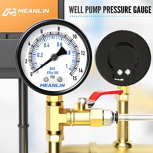 0-15Psi 2" DIAL FACE 1/4" NPT Well Pump Pressure Gauge, with 1/2" NPT and 3/8" NPT Hex Bushing, 3-2-3% Accuracy, Lower Mount - size: 0-15Psi, style: 1/4"NPT Lower Mount
