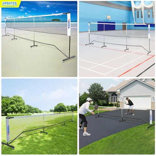 Pro Pickleball Net Portable with Wheels – 22ft Heavy Duty Pickleball Net System with Sturdy Aluminum Frame for Outdoor & Indoor – Nylon Net & Carrying Bag for Pickleball, Tennis, Badminton - style: Movable-Portable