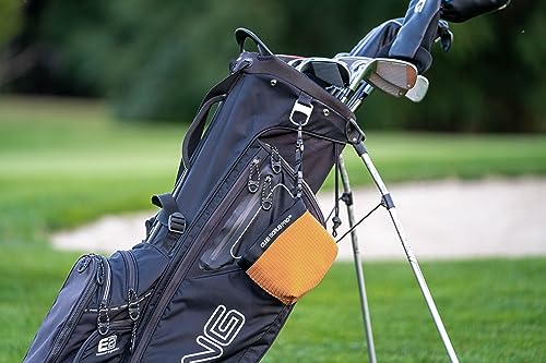 Club Scrub Golf Club and Golf Ball Cleaning Bag, Waterproof Clean Face Technology Liner, Detachable Clip, Machine Washable, Cleans Club Grooves, Dry Exterior (Neoprene or Microfiber Option Available) - color: Orange, style: Microfiber Pro