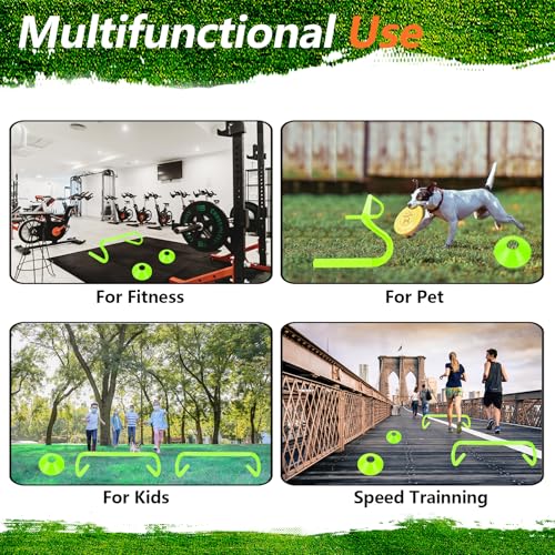 10 Pcs 6" Speed Agility Training Hurdles with 6 Marker Cone Durable Training Hurdle Agility Plyometric All Purpose Speed Hurdle Equipment for Athletes Soccer Basketball Football Practice - color: Green