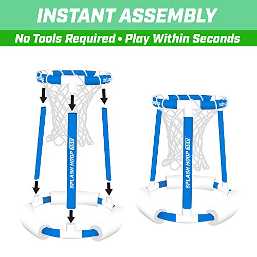 GoSports Splash Hoop 360 Floating Pool Basketball Game - Choose Red or Blue - Includes Hoop, 2 Balls and Pump - style: Blue Splash Hoop