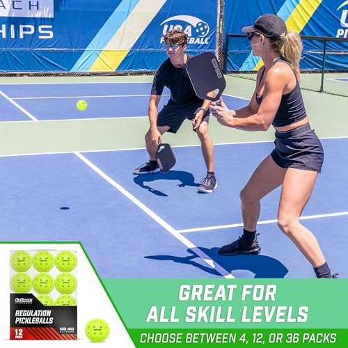 GoSports GS 40 Pickleball Balls - 4, 12, or 36 Pack of Regulation USAPA Pickleballs - color: 12 Pack - Neon Green