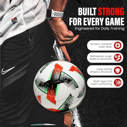 Professional Soccer Ball Size 4 & 5 – Seamless Training & Match Ball for Youth, Kids & Adults, Waterproof Synthetic PU Leather, Superior Air Retention - size: NOVA (Size 4)