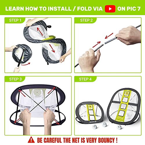 SAPLIZE Golf Chipping Net for Backyard Practice – Improve Accuracy & Distance Control, Foldable Golf Training Aid for Indoor Outdoor Use, Multi Target Practice Net for All Skill Levels