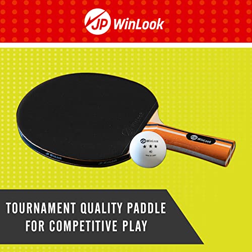JP WinLook Ping Pong Paddles Sets - Portable Table Tennis Paddle Set with Ping Pong Paddles Professional Case & Ping Pong Balls - Premium Table Tennis Racket Player Set for Indoor & Outdoor Games - style: Red/Black 2 Paddle Set
