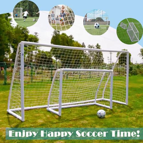 KATARUS Soccer Goal 12x6FT/10x6.5FT/8x6FT/8x5FT/6x4FT Outdoor Soccer Net Goals for Backyard with Weatherproof UPVC Frame & Ground Stakes Portable PVC Soccer Goal Post for Adults & Youth Training