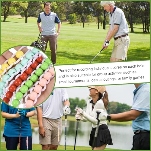Golf Beads Counter, Golf Ball Beads Bracelet Count Stroke Score Acrylic Sports Keeper Putting with Hook for Golfer