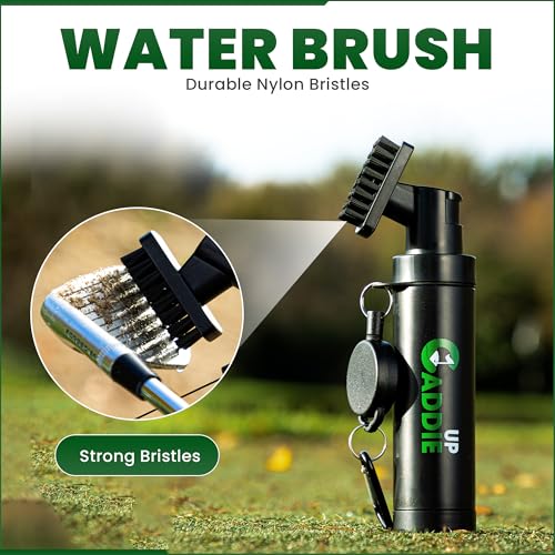 Golf Club Cleaner Brush with Water Spray - Heavy Duty Golf Brush and Groove Cleaner with Retractable Clip and 150ml Water Capacity - Multi Use Groove Cleaning Tool for Clubs, Balls & Golf Accessories