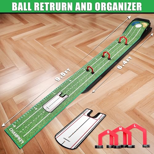 CHAMPKEY Professional Hazard Golf Putting Green Come with Golf Putting Gates and Putting Mirror - Progressive Slope Tech and Noise Reduction Tech Golf Putting Mat - style: LITE Version