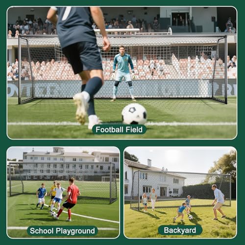 MOPHOTO Soccer Goal, 6X4/8x6/10x6.5/12x6/16x7/18.5x6.5/21x7/24x8ft Soccer Goals for Backyard, Full Size Soccer Goal for Teens & Adults Training - size: 21x7FT, style: Alu-Grey