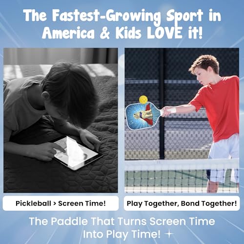 Kids Pickleball Paddle Designed for Ages 3–12 | Lightweight Fiberglass (0.37 lbs) | Small Grip for Easy Control | Fun Beginner Gift for Girls, Toddlers & Youth - color: Dog