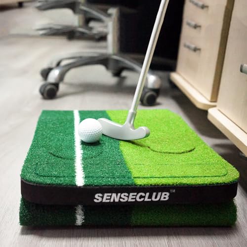 SENSECLUB Indoor Putting Green Game, Foldable Putting Mat Golf Game Set, Golf Gifts for Men - 1x8 Ft - style: 2 Holes
