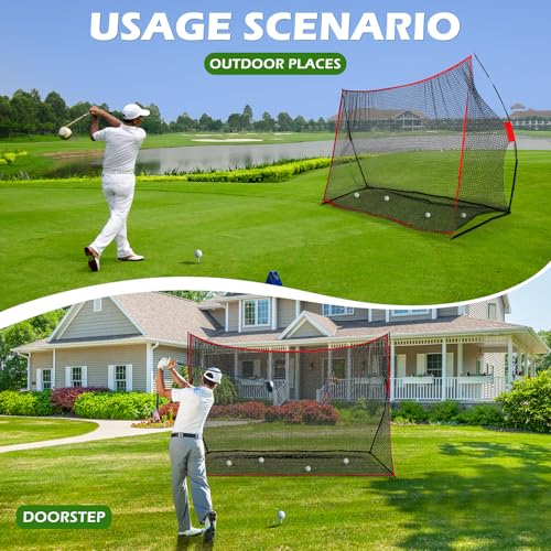 10 x 7ft Golf Net for Hitting, Chipping, Driving Training, Heavy Duty Golf Practice Net for Indoor, Backyard, Garage