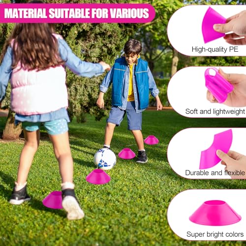 15pcs Soccer Cones for Sports Training, Mini Football Cones Flexible Agility Sports Cones Training Cones for Football Basketball Running Drills Sports Games Field Cone Markers s (Rose Red)