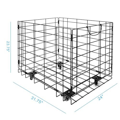 Aoneky Heavy-Duty Folding Ball Cart with Wheels - Large Capacity Sports Equipment Organizer, Holds 20+ Soccer/14 Basketballs, Steel Mesh Storage Bin for Gym, School, Garage, Poolside