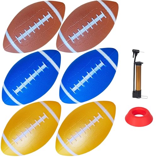 Football Field Goal Post with 6 Pcs Inflatable Footballs, a Football Kicker Stand and a Pump-Backyard Kicking Field Goal Post Set for Kids/Youth/Adults