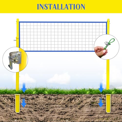 Indoor Volleyball Net, Easy to Install 8ft Professional Volleyball Post,20 ft Long,Adjustable Height,for Indoor Gym Floor Outdoor Backyard