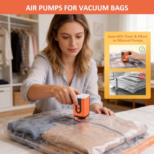 AGPTEK Portable Mini Air Pump for Inflatables, 180L/min Electric Inflator Deflator, USB-C Rechargeable Pump with 3-Mode LED Light for Air Mattress Pool Floats Sleeping Pad Vacuum Bags 0.58PSI