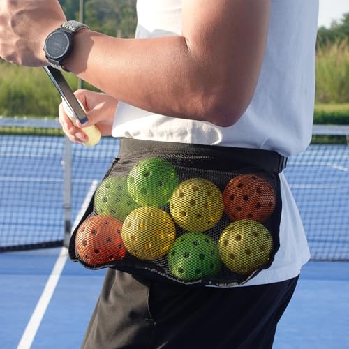 Adjustable Pickleball & Tennis Ball Holder Waist Pouch - Mesh Hip Bag Carrier for Men, Women, Teens - Holds 8-10 Balls, Versatile Accessories & Gifts