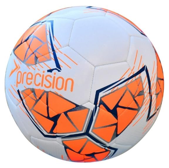 Precision Fusion High Performance Midi Football, Durable, Machine Stitched TPU, 2mm EVA Lined, Lightweight 220g - color: White/Fluo Orange/Navy