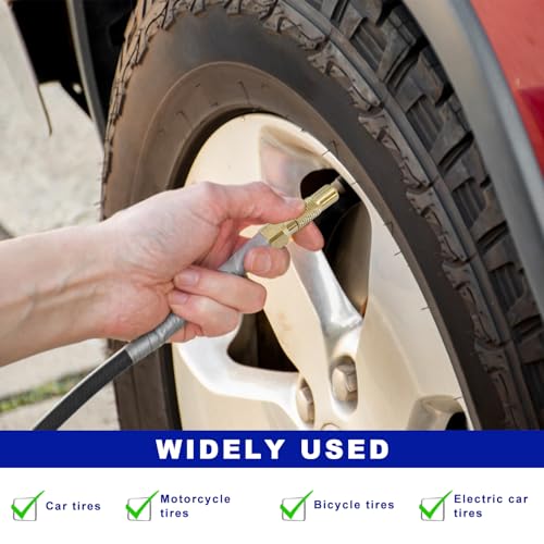 7PCS Heavy Duty Brass Air Nozzle with Quick Connector, Screw On Tire Inflator Chuck Air Needle w/Adapters, No Break Ball Needle Twist-on Chucks for Tire Inflator Gauge Compressor