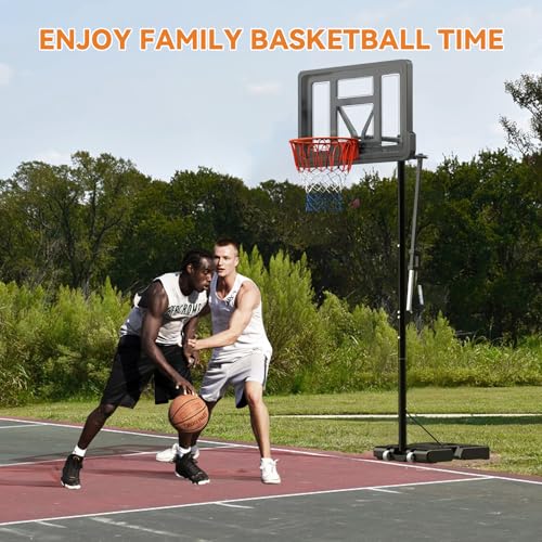 Basketball Hoop Outdoor, Height Adjustable, Portable Basketball Hoop & Goal with Fillable Base & 2 Wheels, Backboard for Backyard/Driveway/Indoor