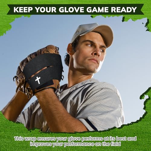 Simgoing Christian Cross Softball Glove Wrap with Bible Verse Speeds Up Break in Process Baseball & Softball Elastic Mitt Glove Strap Band Keep Pocket Formed Ideal for Players of All Ages - style: Cross Style