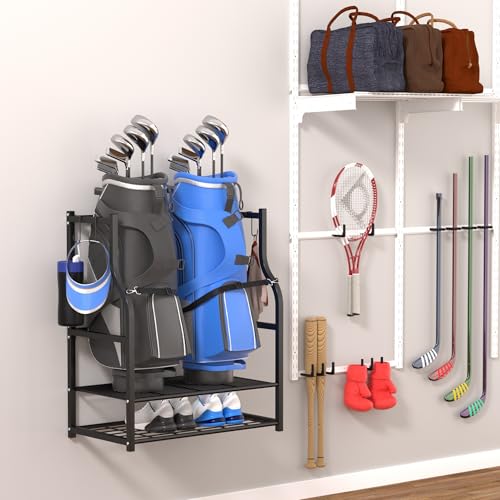 Ultrawall Golf Bag Storage Rack Organizer, Golf Bag Holder Stand for Garage, Golf Equipment Rack - size: 28.5in-Holds 2 Golf Bags