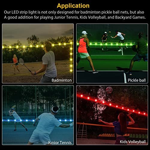 LED Badminton Net Light, 17Ft Remote Control LED Rim Light, 16 Color Change by Yourself, Waterproof, A Good Addition for Playing Junior Tennis, Kids Volleyball, Soccer, and Backyard Games