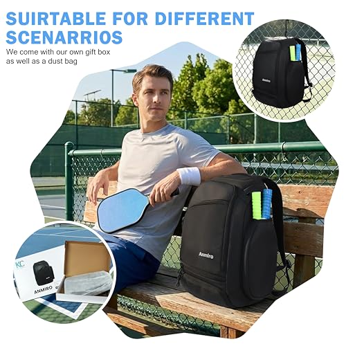 Pickleball Bag-50L Large Capacity, Padel Backpack with Shoe Compartment & Retractable Cup Pockets, Fits 4-10 Paddles, Versatile, Black