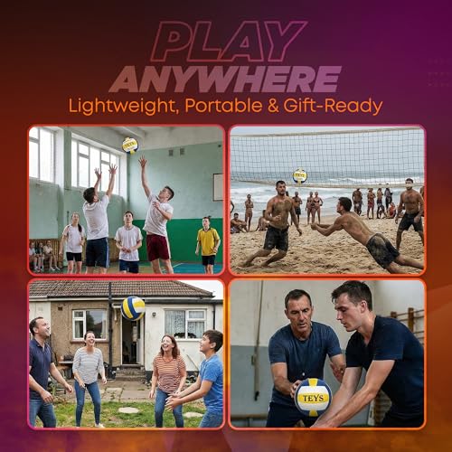 Official Size Volleyball, 1 Size 5 Soft Touch PU Leather Indoor and Outdoor Volleyball for Beach Play, Game, Gym, Training - Includes Ball Pump