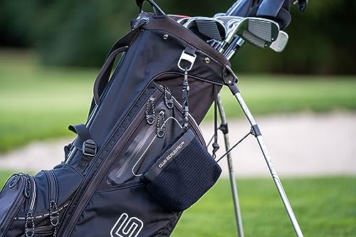 Club Scrub Golf Club and Golf Ball Cleaning Bag, Waterproof Clean Face Technology Liner, Detachable Clip, Machine Washable, Cleans Club Grooves, Dry Exterior (Neoprene or Microfiber Option Available) - color: Black, style: Microfiber Pro