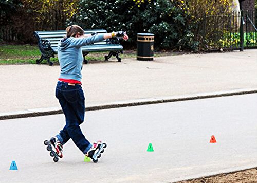 Famgee 3 Inch Plastic Windproof Slalom Cones Inline Roller Skating Cones Pile Cup Roadblocks Traffic Road Cones Set with Holes for Skate Practice Sport Training - color: 5 Colors 20 Pcs Style 1