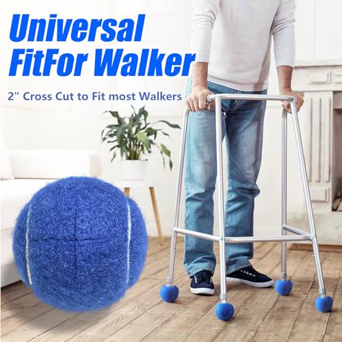 Walker Tennis Balls, Precut Tennis Balls for Walkers, Walker Glide Balls for Chairs, Desks, Furniture Legs and Floor Protection, Heavy Duty Long Lasting Felt Pad Glide Coverings -4PCS Blue - color: Blue-4pcs