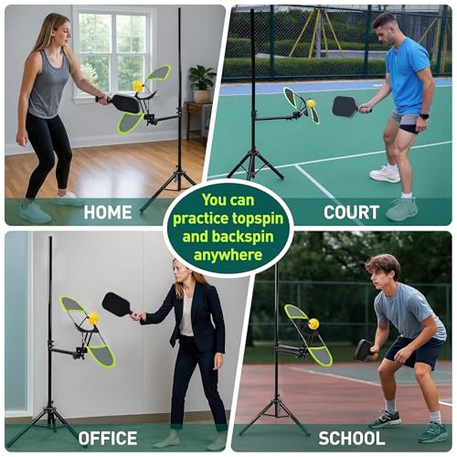 Pickleball Topspin Trainer,Tennis&Pickleball Practice Tool with 360° Angles and Height Adjustment, Portable Pickle Ball Training