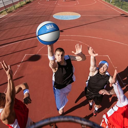 Libima 6 Pcs Official Basketball Indoor Outdoor 2 Color Printed Rubber Basketball with Pump for Game Practice Training Back to School