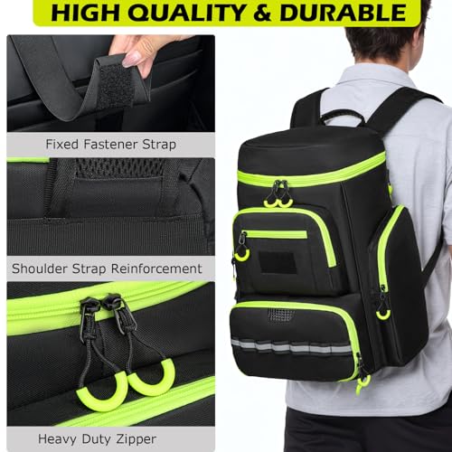 HAMBOLY Pickleball Bag for Men & Women, Large Pickleball Backpack with Shoes Compartment and Cooler, Fence Hook Design - color: Black + Green