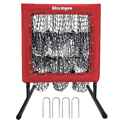 Pitching Net, Portable 9 Hole Baseball & Sotball with Strike Zone - Height Adjustable Easy Setup for Indoor/Outdoor