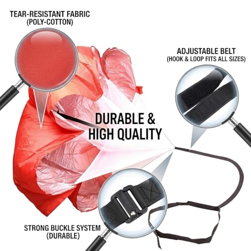 Football Kick Trainer Parachute Resistance with Adjustable Waist Strap for Youth Field, Backyard, Speed and Power Drills - color: Red