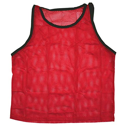BlueDot Trading Adult & Youth Scrimmage Training Vests for Soccer, Basketball & More – Available in 1, 6, 12, 24 Packs - color: Red, style: Youth 6 Pack